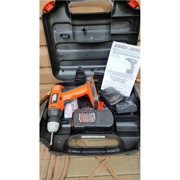 Black & Decker Cordless Compact Drill CDC1800 Kit with Charger and Battery