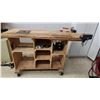 Image 1 : Rolling Wood Workbench with 58" x 24" Top, Built-In Vise, Router Table and Accessories