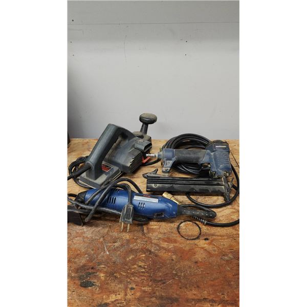 Skil 5357 3-1/4" Electric Planer, Mastercraft Pneumatic Nailer, Ryobi DS-1000 Detail Sander