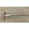 Image 7 : Six Vintage Hand Tools Including Saws, Sickle, Hacksaw, and Pickaxe