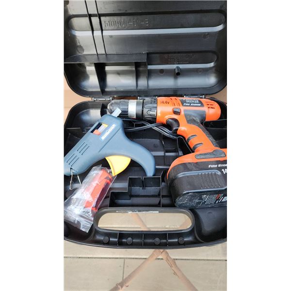 Black & Decker Fire Storm 14.4V Cordless Drill (Charger Not Included) and Mastercraft Glue Gun