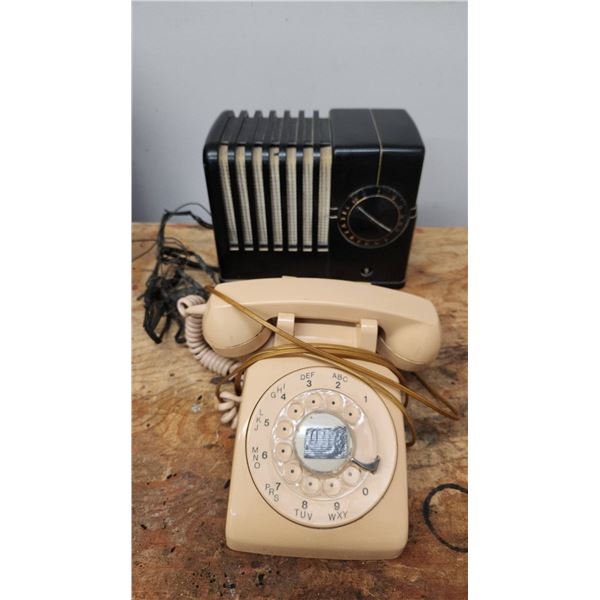 Silvertone Model 4500A Tube Radio and Rotary Dial Telephone