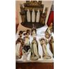 Image 2 : Christmas Decorations Including Nativity Set, Ornaments, and Ceramic Trees