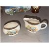 Image 2 : Sandland Ware Creamer and Sugar, Royal Winton Bowl, Glass Insulator, and Decorated Goblet