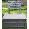 Image 1 : Outdoor Storage Chest With Rustic Wooden Wedding Sign