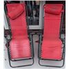 Image 2 : Red Mesh Reclining Patio Lounge Chairs with Steel Frames