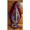 Image 3 : Glass Wall-Mounted Oil Lamp with Wooden Backplate used for Telling Temperature
