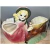 Image 2 : Ceramic Planter Figures Pair: Girl in Pink Dress and Deer