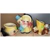 Image 1 : Three Ceramic Figural Planters Including Fish, Bears, and Children