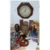 Image 2 : Decor Lot with Deko Quartz Wall Clock, Stained Glass Art Prints, and Decorative Items