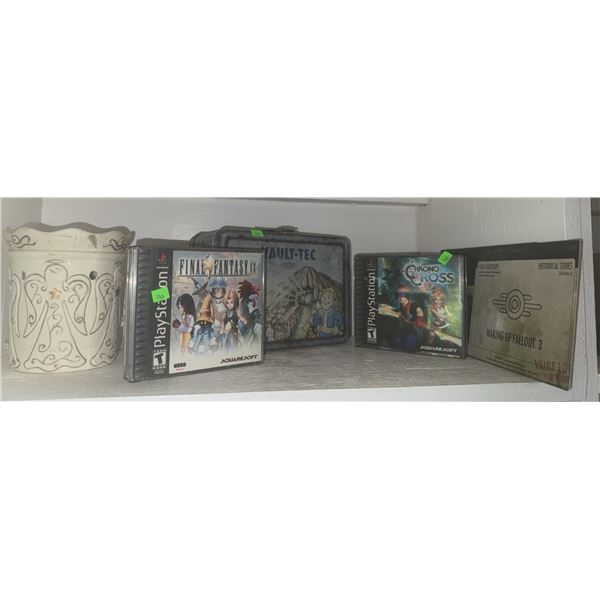 PlayStation Games, Vault-Tec Lunchbox, Fallout 3 Making-Of DVD, and Ceramic Candle Holder