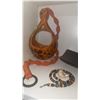 Image 2 : Decorative Wood Carved Vase, Beaded Necklaces, and Bowl With Spheres Assortment