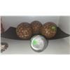 Image 3 : Decorative Wood Carved Vase, Beaded Necklaces, and Bowl With Spheres Assortment