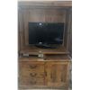 Image 1 : Samsung Television, Sony VHS Player, Wood Entertainment Unit, and G. Wilkinson Floral Oil Painting