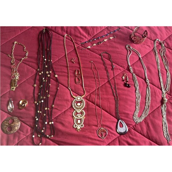 Costume Jewellery Lot with Necklaces, Bracelets, Earrings and Brooches
