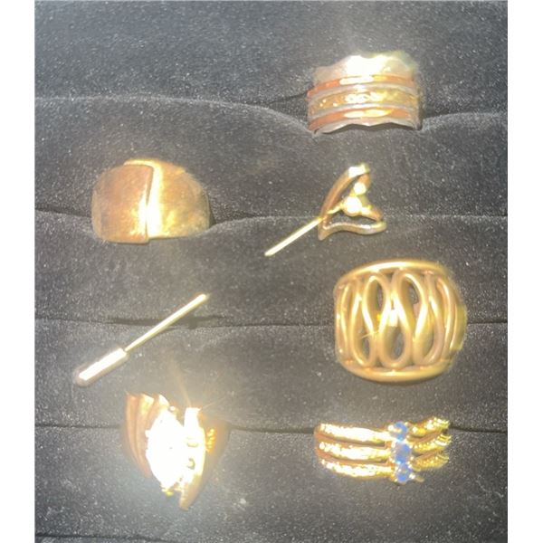 Gold Tone Rings and Stick Pin Collection
