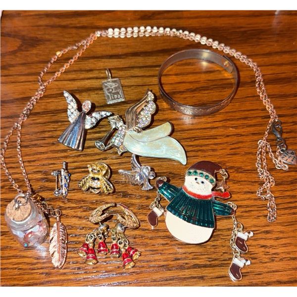 Costume Jewellery with Brooches, Pendants, and Bracelet