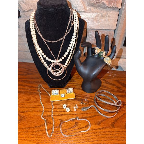 Costume Jewellery Lot Including Necklaces, Rings, Bracelets and Cufflinks