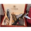 Image 2 : Lot: Assorted Pocket Knives, Watches, Cufflinks, Pens, and Buxton Leather Wallet