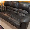 Image 2 : Three-Seat Black Faux Leather Reclining Sofa