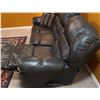Image 3 : Three-Seat Black Faux Leather Reclining Sofa