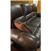 Image 4 : Three-Seat Black Faux Leather Reclining Sofa