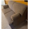 Image 3 : Two-Seat Sofa Bed with Light Brown Fabric Upholstery