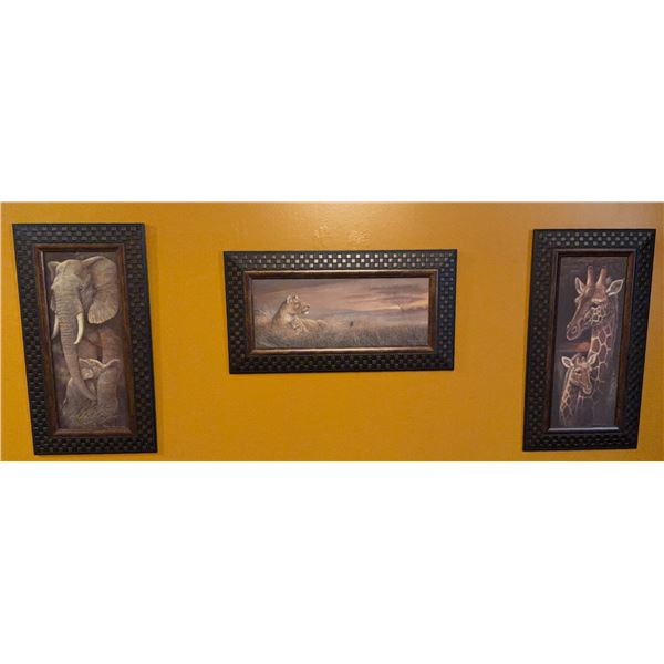 3 Framed African Wildlife Prints Signed by Diane Manning