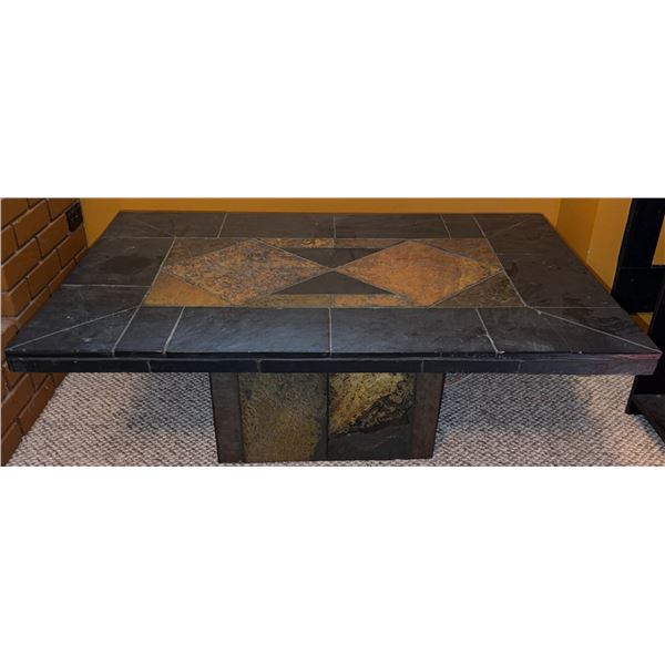 Rectangular Slate and Stone Mosaic Coffee Table