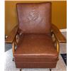 Image 1 : Western-Themed Upholstered Rocking Chair with Wagon Wheel Arms