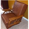 Image 4 : Western-Themed Upholstered Rocking Chair with Wagon Wheel Arms