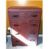 Image 1 : Wooden Four-Drawer Chest with Curved Edges and Black Metal Pulls