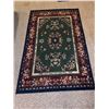 Image 1 : Rectangular Area Rug with Floral Pattern and Green Field
