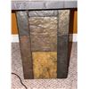 Image 4 : Square Tile Top Side Table and Ornate Metal Table Lamp Set