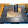 Image 5 : Square Tile Top Side Table and Ornate Metal Table Lamp Set
