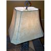 Image 7 : Square Tile Top Side Table and Ornate Metal Table Lamp Set