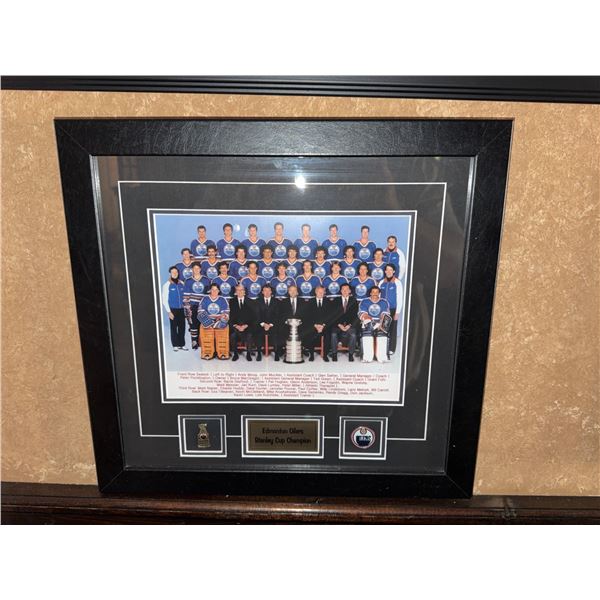 Framed Edmonton Oilers Stanley Cup Champion Team Photo Plaque
