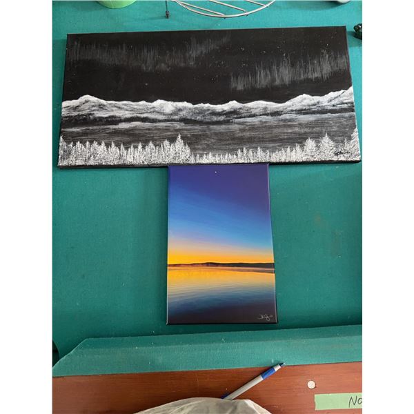 Two Landscape Paintings on Canvas, One Signed and Dated 2022