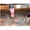 Image 1 : Coca-Cola Glass Tumbler Set and Glass Straw Dispenser with Lid