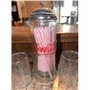 Image 4 : Coca-Cola Glass Tumbler Set and Glass Straw Dispenser with Lid