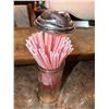 Image 5 : Coca-Cola Glass Tumbler Set and Glass Straw Dispenser with Lid
