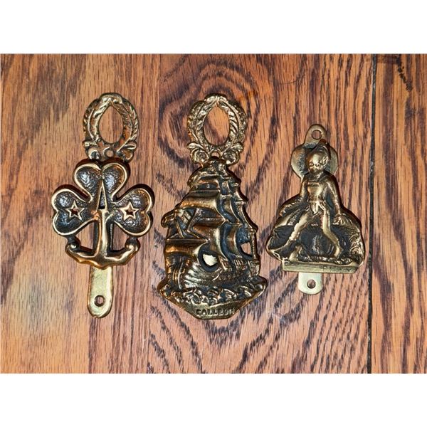 Three Solid Brass Door Knockers Assorted Nautical and Decorative Designs