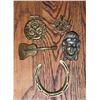 Image 1 : Five Solid Brass Ornaments Including Guitar Belt Buckle and Nautical Hook