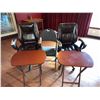 Image 1 : Two Faux Leather Office Chairs, One Fabric Folding Chair, Two Folding Tray Tables