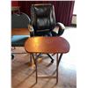 Image 2 : Two Faux Leather Office Chairs, One Fabric Folding Chair, Two Folding Tray Tables