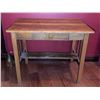 Image 2 : Oak Side Table with Drawer and Lower Shelf with Faux Floral Arrangement