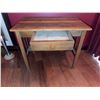 Image 4 : Oak Side Table with Drawer and Lower Shelf with Faux Floral Arrangement