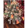 Image 9 : Oak Side Table with Drawer and Lower Shelf with Faux Floral Arrangement