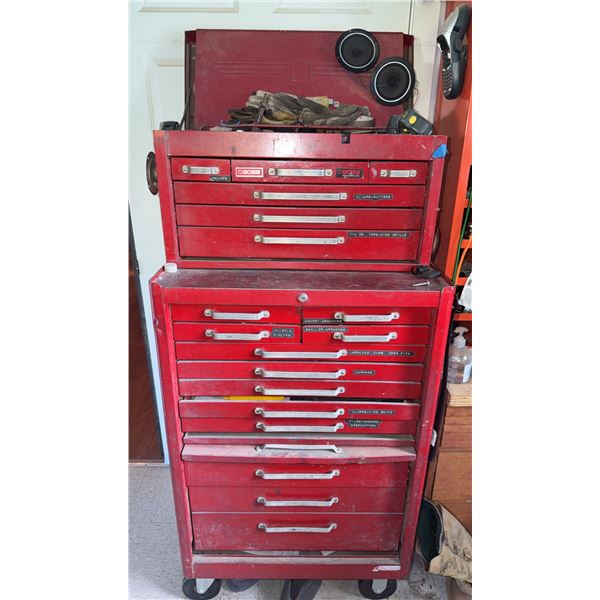 Boss Red Metal Rolling Toolbox with Assorted Hand Tools