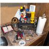 Image 1 : Barware and Collectibles Lot Including Glassware, Cocktail Shaker, Decor, and Spoons